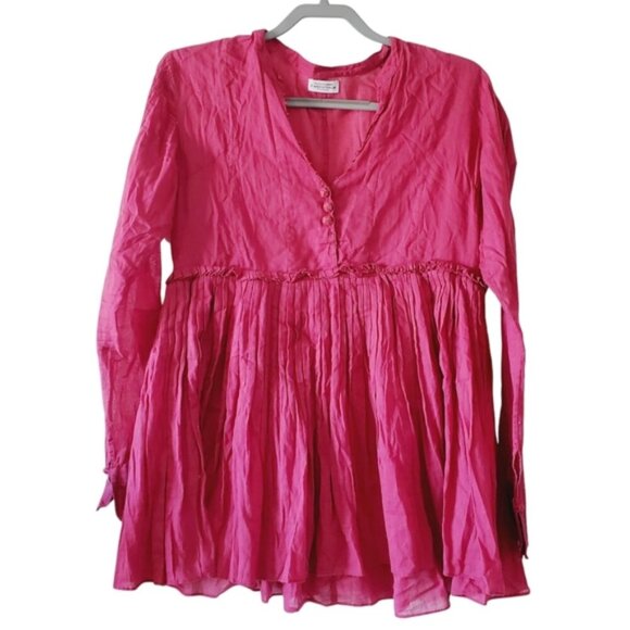 Anthropologie Tops - Anthropologie Hunkydory Boho Gauze Cotton Babydoll Cottagecore Peasant Top M